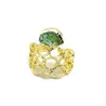 Handmade ring made of silver 925 gold plated with quartz green Handmade ring made of silver 925 gold plated with quartz green