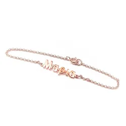 Silver rose gold plated bracelet with name, striped