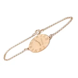 Silver Rose Gold Plated Watch Bracelet With Engraved Time And Date