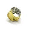 Handmade ring made of silver 925 and gold plated and black plating Handmade ring made of silver 925 and gold plated and black plating