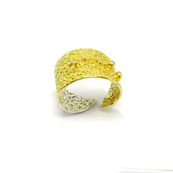 Handmade ring made of silver 925 and gold plated two-tone