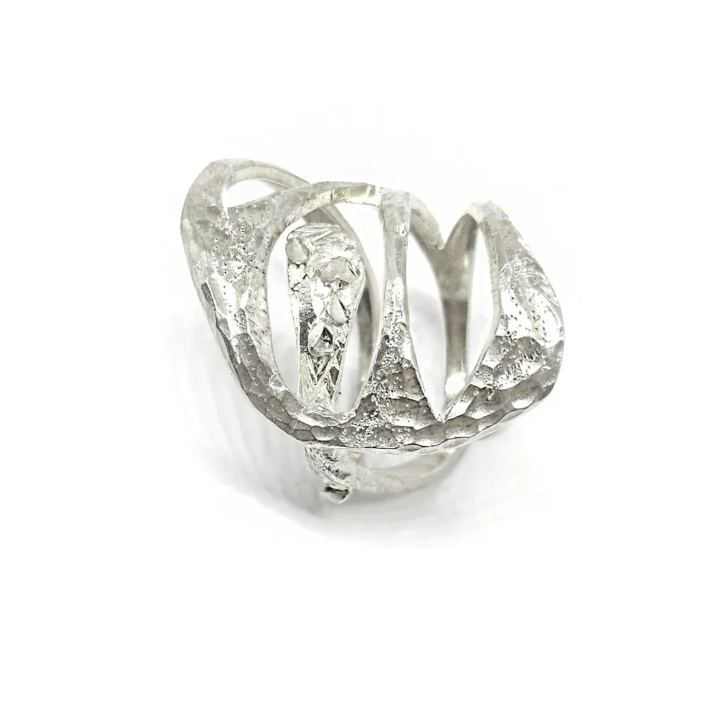 Handmade ring made of silver 925 gold plated wide with gaps Handmade ring made of silver 925 gold plated wide with gaps