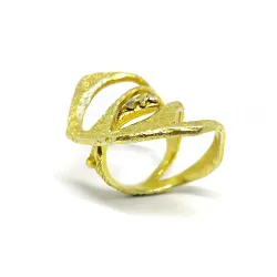 Handmade 925 silver gold plated wide ring with gaps