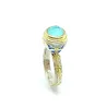 Handmade 925 silver ring with enamel, aquamarine and quartz Handmade 925 silver ring with enamel, aquamarine and quartz