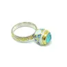 Handmade 925 silver ring with enamel, aquamarine and quartz Handmade 925 silver ring with enamel, aquamarine and quartz