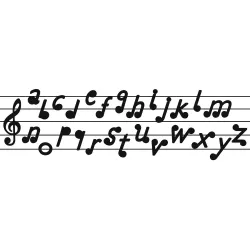 Platinum Plated Music Staff Necklace with Initial Notes