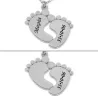 Silver platinum plated feet necklace with name-date Silver platinum plated feet necklace with name-date