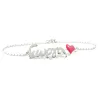 Silver platinum plated bracelet with your name and red heart Silver platinum plated bracelet with your name and red heart