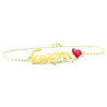 Silver gold plated bracelet with your name and red heart Silver gold plated bracelet with your name and red heart
