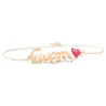 Silver rose gold plated bracelet with your name and red heart Silver rose gold plated bracelet with your name and red heart
