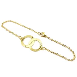 Silver gold plated bracelet with ID rings, stainless steel chain