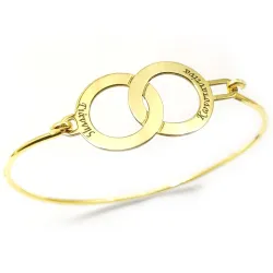 Silver gold plated handcuff bracelet with rings ID cards