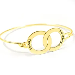 Silver gold plated handcuff bracelet with rings ID cards