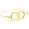 Silver gold plated handcuff bracelet with rings ID cards Silver gold plated handcuff bracelet with rings ID cards
