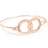 Silver Rose Gold Plated Cuff Bracelet With Ring IDs Silver Rose Gold Plated Cuff Bracelet With Ring IDs