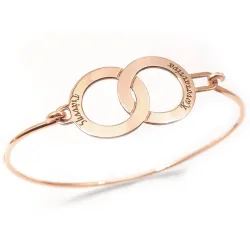 Silver Rose Gold Plated Cuff Bracelet With Ring IDs