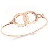 Silver Rose Gold Plated Cuff Bracelet With Ring IDs Silver Rose Gold Plated Cuff Bracelet With Ring IDs