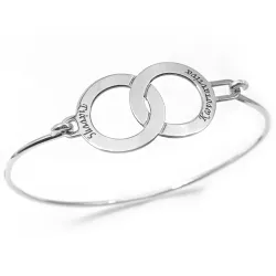 Silver platinum plated handcuff bracelet with ringed IDs