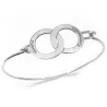 Silver platinum plated handcuff bracelet with ringed IDs