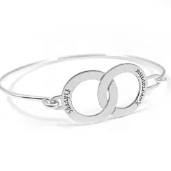 Silver platinum plated handcuff bracelet with ringed IDs