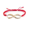 Silver rose gold plated infinity bracelet with monograms and date with red macrame cord Silver rose gold plated infinity bracelet with monograms and date with red macrame cord