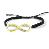 Silver gold plated infinity bracelet with monograms and date with black macrame cord Silver gold plated infinity bracelet with monograms and date with black macrame cord