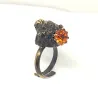 Handmade brass ring with black plating and swarovski crystal Handmade brass ring with black plating and swarovski crystal