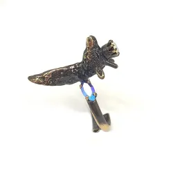 Handmade brass ring with black plating and swarovski crystals