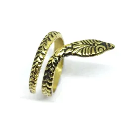 Handmade brass snake ring with black oxidation GD1311A