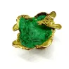 Brass ring with green enamel