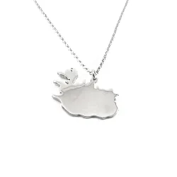Sterling silver platinum plated pendant with cut out map of your favorite country or region