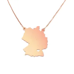 Sterling silver rose gold plated necklace with cut out map of your favorite country or region