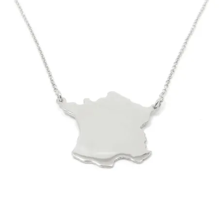 Sterling silver platinum plated necklace with cut out map of your favorite country or region