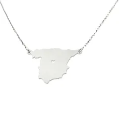 Sterling silver platinum plated necklace with cut out map of your favorite country or region
