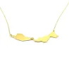 Sterling silver gold plated necklace with 2 maps of your favorite countries or regions Sterling silver gold plated necklace with 2 maps of your favorite countries or regions