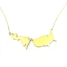 Sterling silver gold plated necklace with 2 maps of your favorite countries or regions Sterling silver gold plated necklace with 2 maps of your favorite countries or regions