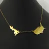 Sterling silver gold plated necklace with 2 maps of your favorite countries or regions Sterling silver gold plated necklace with 2 maps of your favorite countries or regions