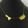 Sterling silver gold plated necklace with 2 maps of your favorite countries or regions Sterling silver gold plated necklace with 2 maps of your favorite countries or regions