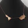 Sterling silver rose gold plated necklace with 2 maps of your favorite countries or regions Sterling silver rose gold plated necklace with 2 maps of your favorite countries or regions