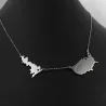 Sterling silver platinum  plated necklace with 2 maps of your favorite countries or regions Sterling silver platinum  plated necklace with 2 maps of your favorite countries or regions