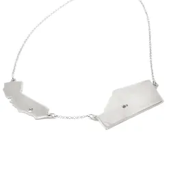 Sterling silver platinum  plated necklace with 2 maps of your favorite countries or regions