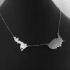 Sterling silver platinum  plated necklace with 2 maps of your favorite countries or regions Sterling silver platinum  plated necklace with 2 maps of your favorite countries or regions