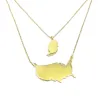 Sterling silver gold plated necklace with 2 maps of your favorite countries or regions Sterling silver gold plated necklace with 2 maps of your favorite countries or regions