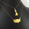 Sterling silver gold plated necklace with 2 maps of your favorite countries or regions Sterling silver gold plated necklace with 2 maps of your favorite countries or regions
