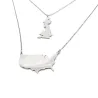 Sterling silver platinum  plated necklace with 2 maps of your favorite countries or regions Sterling silver platinum  plated necklace with 2 maps of your favorite countries or regions