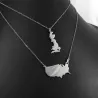 Sterling silver platinum  plated necklace with 2 maps of your favorite countries or regions Sterling silver platinum  plated necklace with 2 maps of your favorite countries or regions
