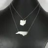 Sterling silver platinum  plated necklace with 2 maps of your favorite countries or regions Sterling silver platinum  plated necklace with 2 maps of your favorite countries or regions
