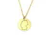 Sterling silver gold plated disk pendant with engraved map of your favorite country or region (stainless steel chain) Sterling silver gold plated disk pendant with engraved map of your favorite country or region (stainless steel chain)