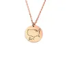 Sterling silver rose gold plated disk pendant with engraved map of your favorite country or region (stainless steel chain) Sterling silver rose gold plated disk pendant with engraved map of your favorite country or region (stainless steel chain)