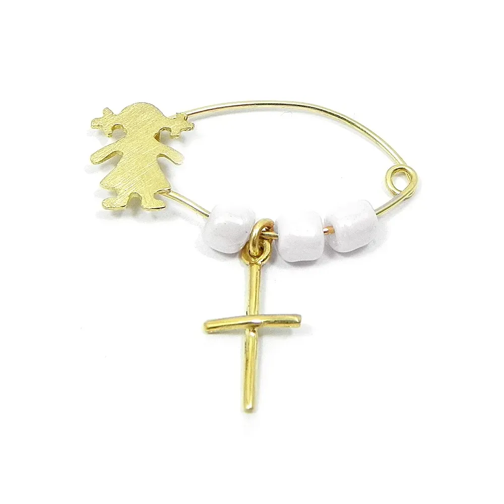 9K Gold Kids Brooch with little girl and cross 9K Gold Kids Brooch with little girl and cross